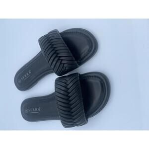 Serra Black Braided Strap Slide Sandals